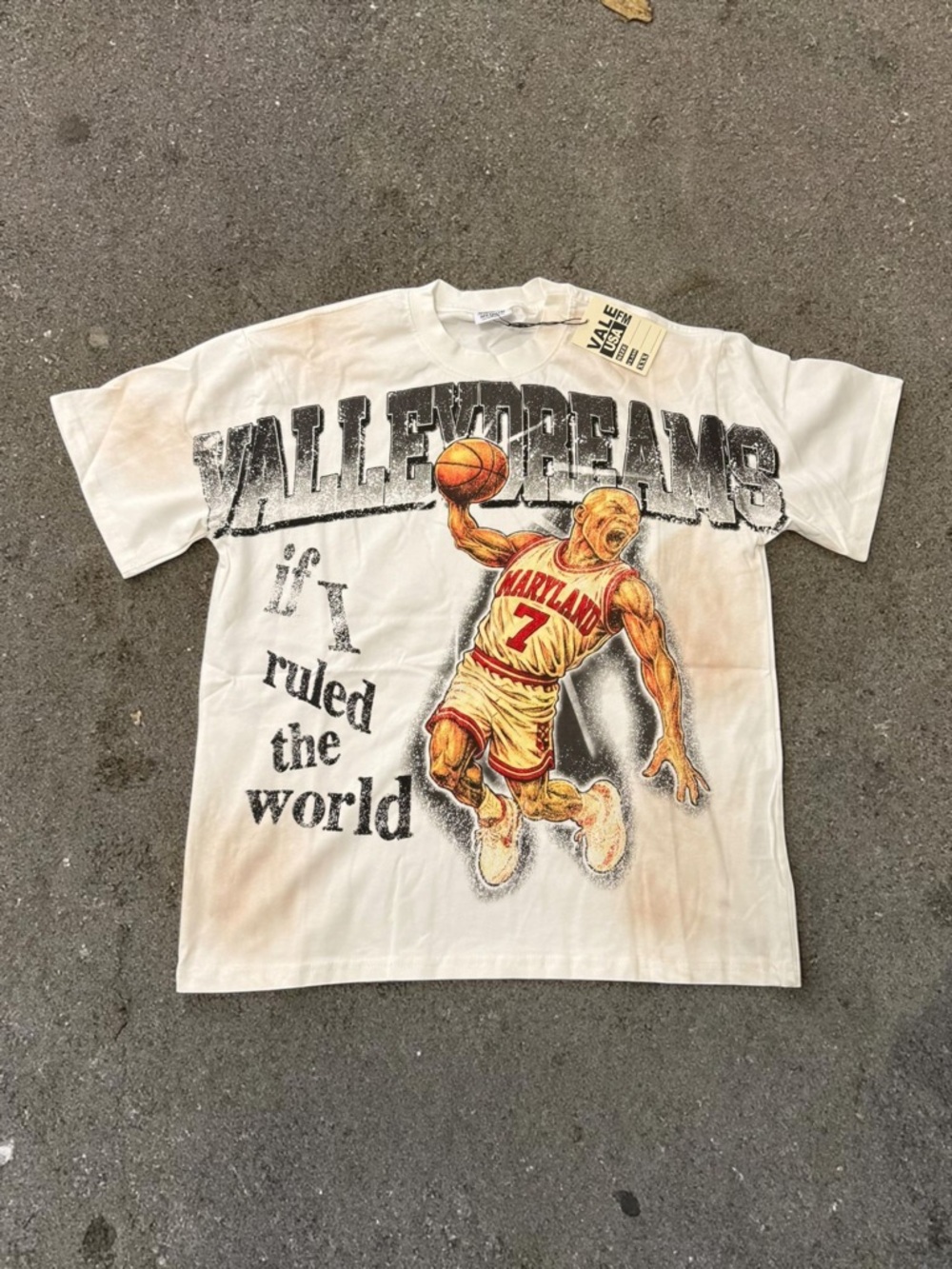 Valleydreams White Graphic Basketball Tee with Maryland Player Print